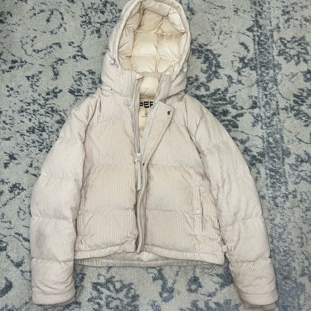 Aritzia Cream Puffer Jacket